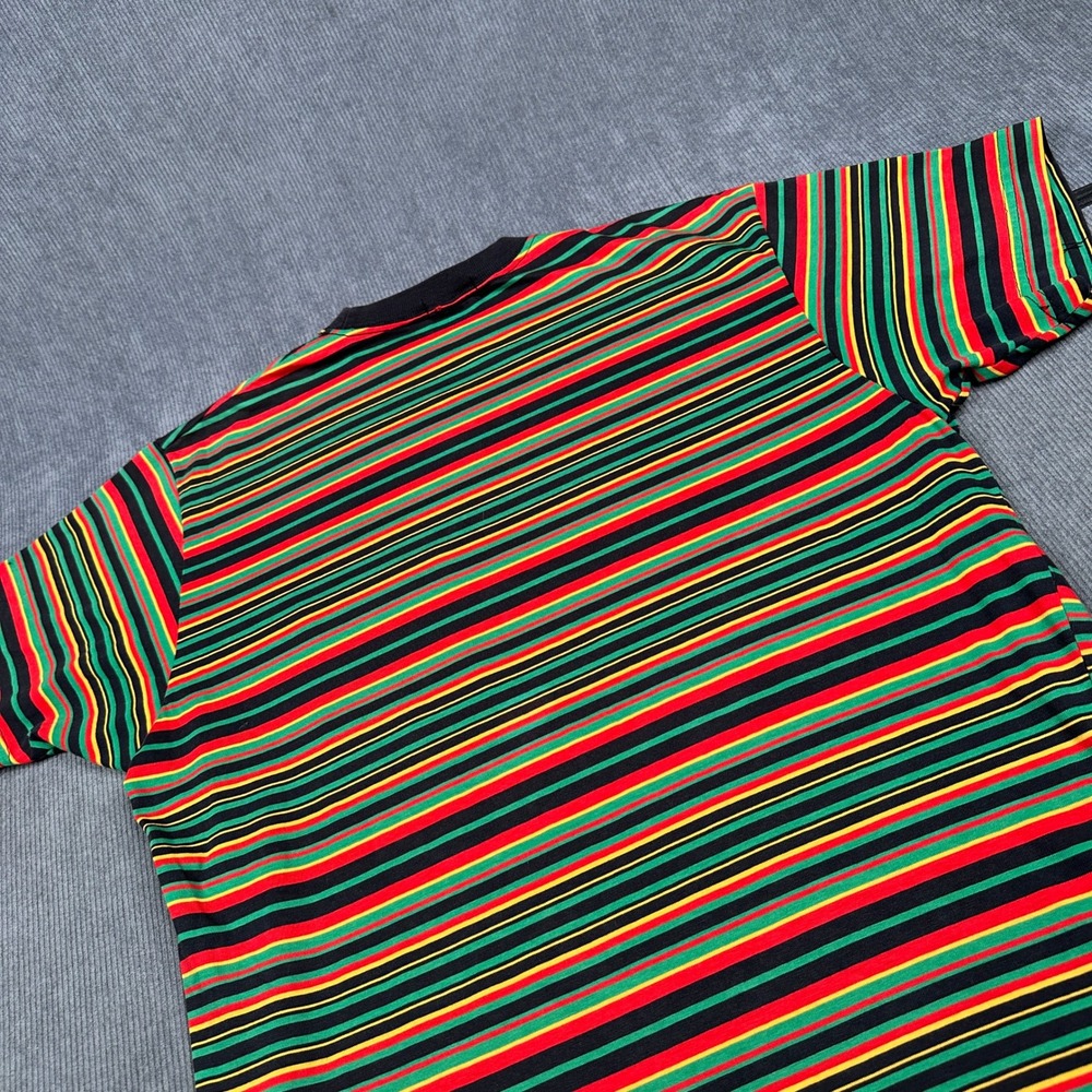 Vintage Stussy 80s Rasta Rare Stripe Pocket T-Shirt Sz Medium Black - Picture 8 of 10
